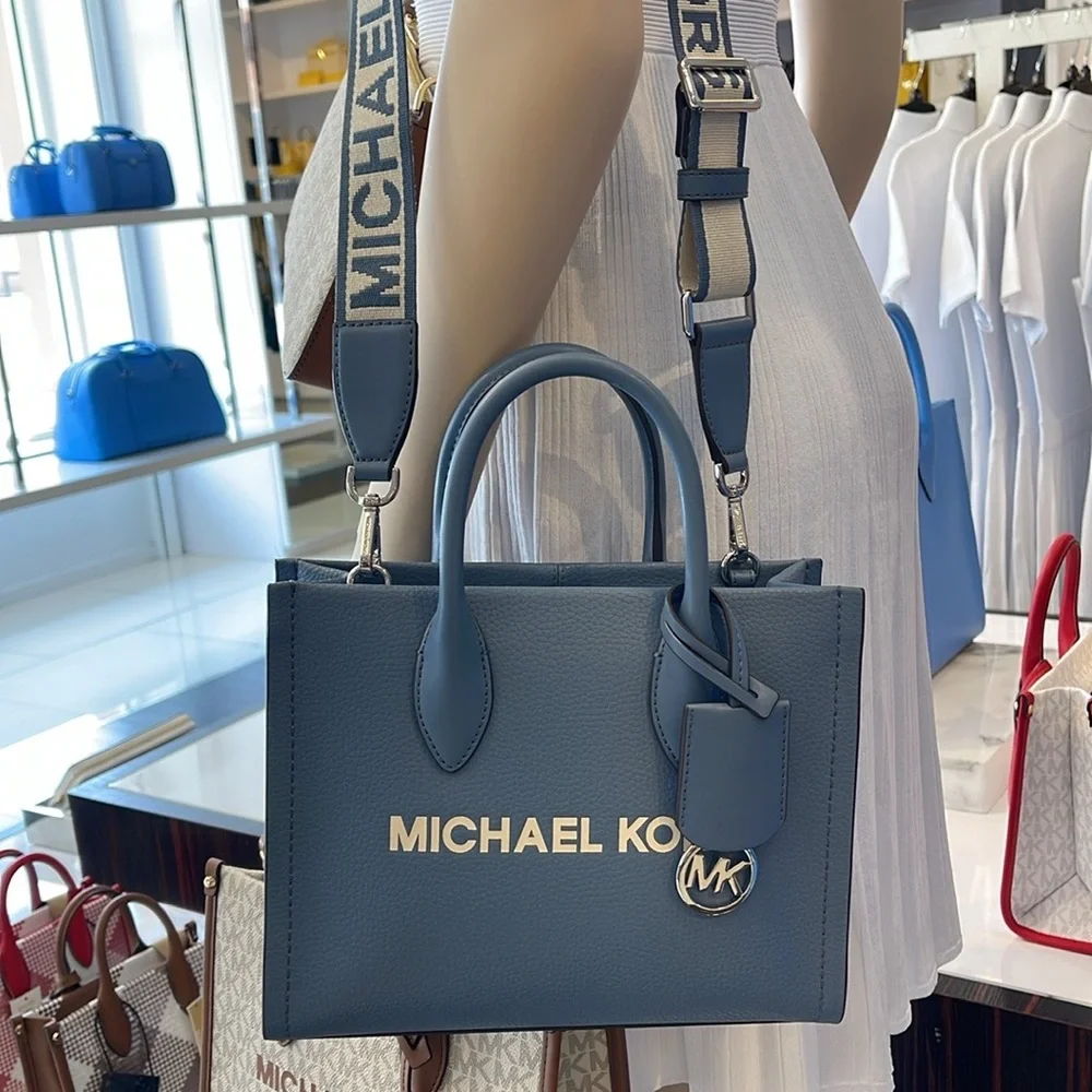 Michael Kors Mirella Small Pebbled Leather Shopper Top Zip Crossbody XBODY Tote - Picture 4 of 16